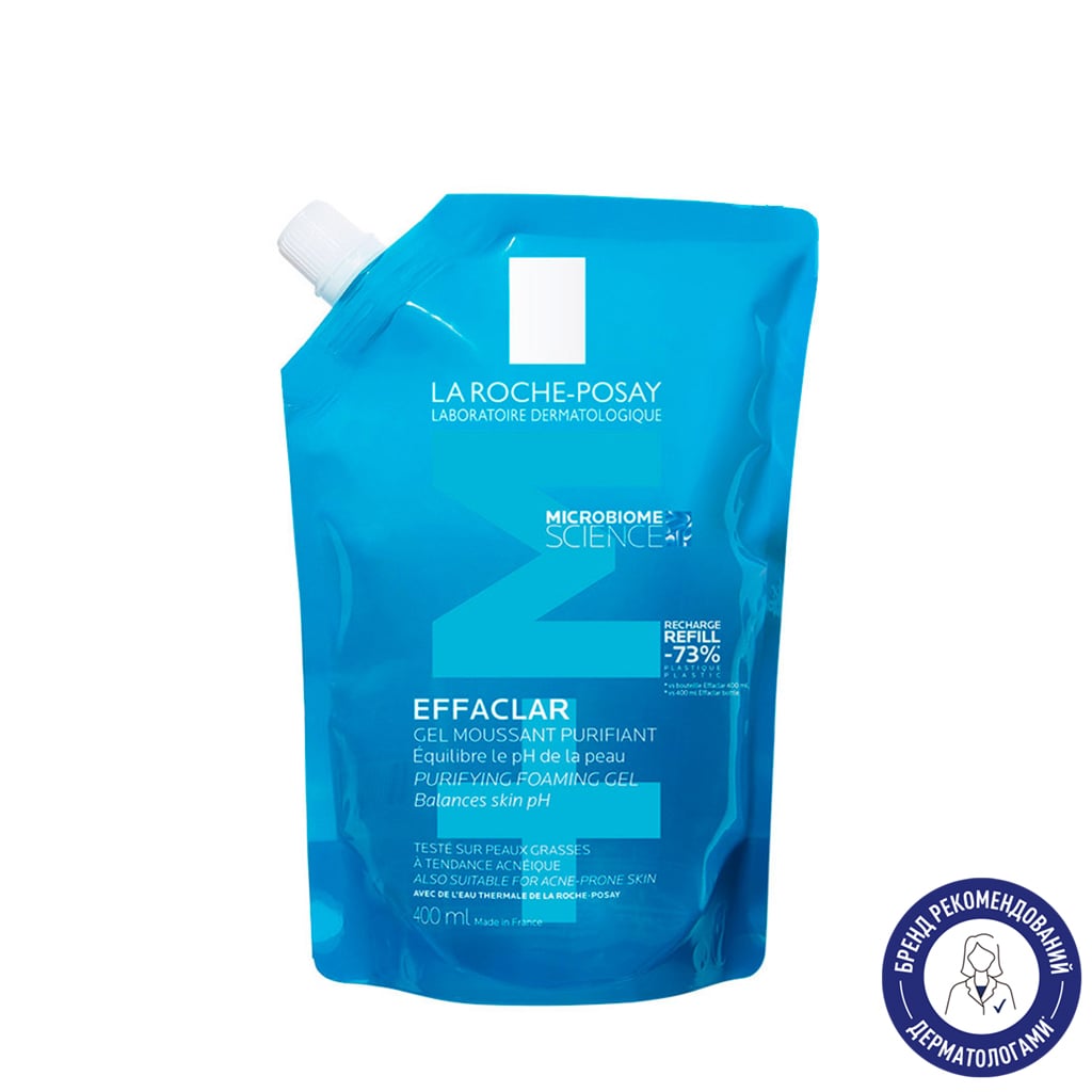 Гель-мус для очищення обличчя La Roche-Posay Effaclar + M Purifying Foaming Gel, 400 мл (змінний блок)
